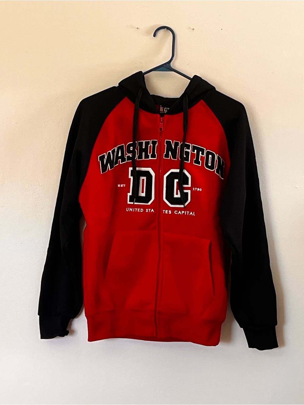 Washington DC Red & Black Hooded Zip Jacket